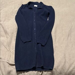 Navy Button-Up Knit Dress